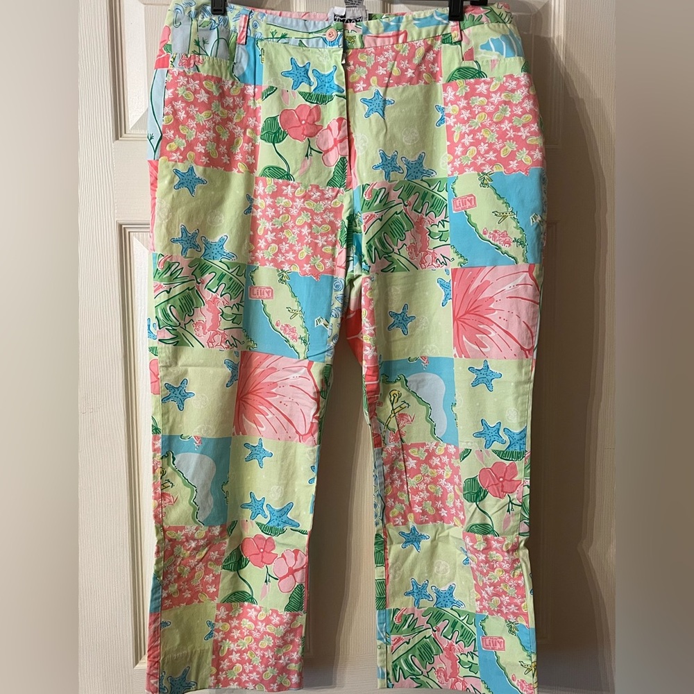 Lilly Pulitzer Vintage Colorful Patchwork Capri Pants